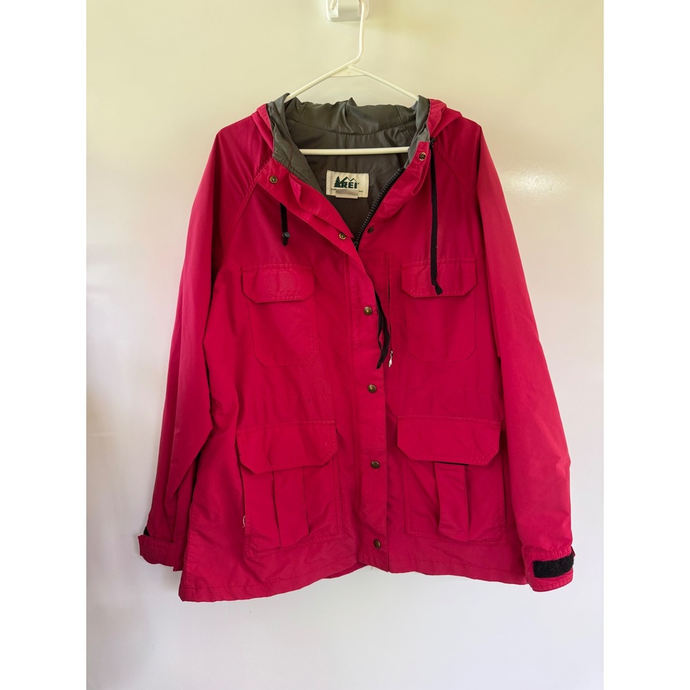 REI Vintage Women 16 Faded Red Mountain Parka Hooded Utility Jacket Gorpcore